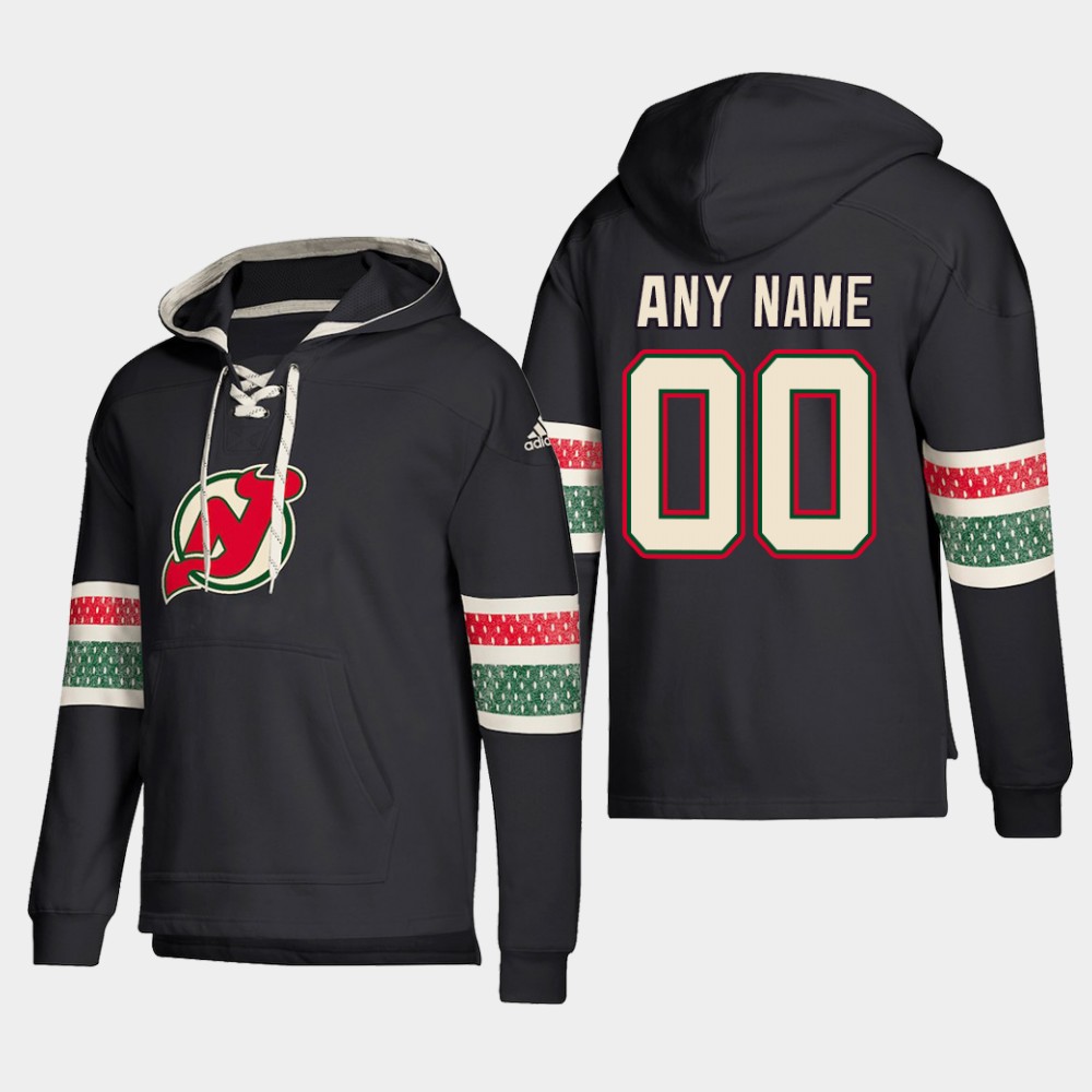 Cheap Men NHL New Jersey Devils Custom Pullover Hoodie Black jerseys